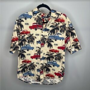 Puritan Cream Shirt with Car and Palm Tree Design